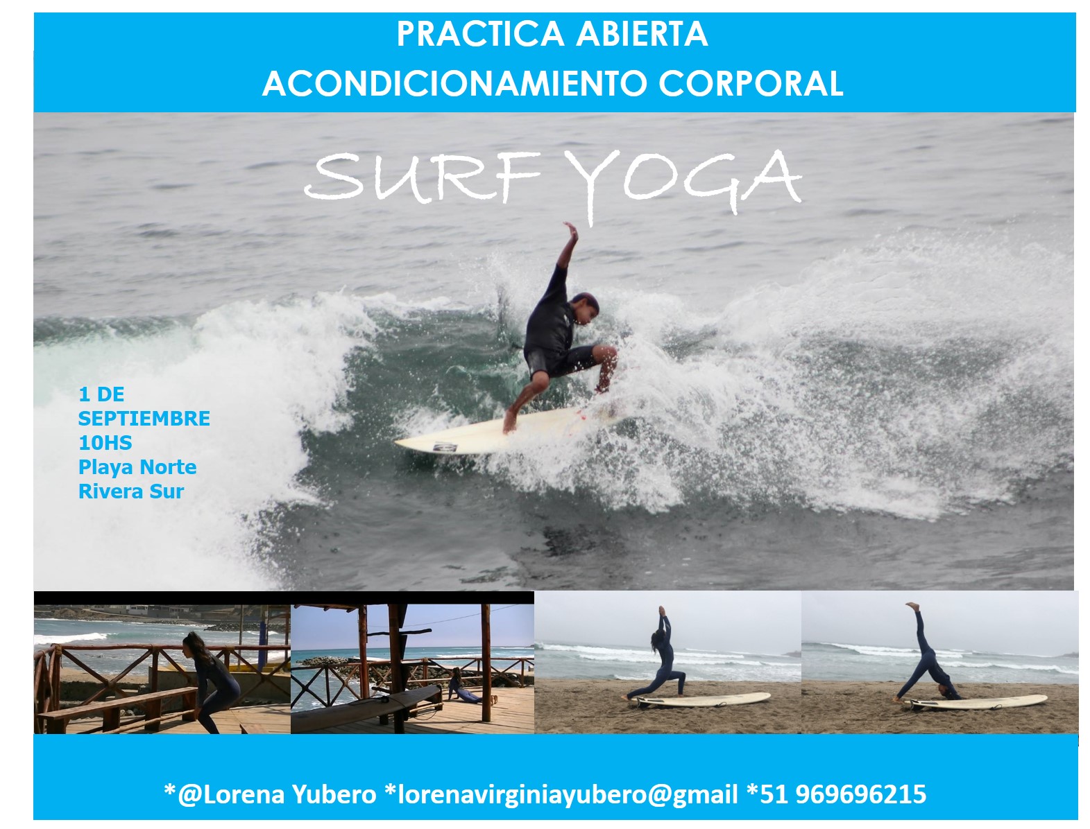 Clase abierta de acondicionamiento corporal para la pr&aacute;ctica de surf-yoga 