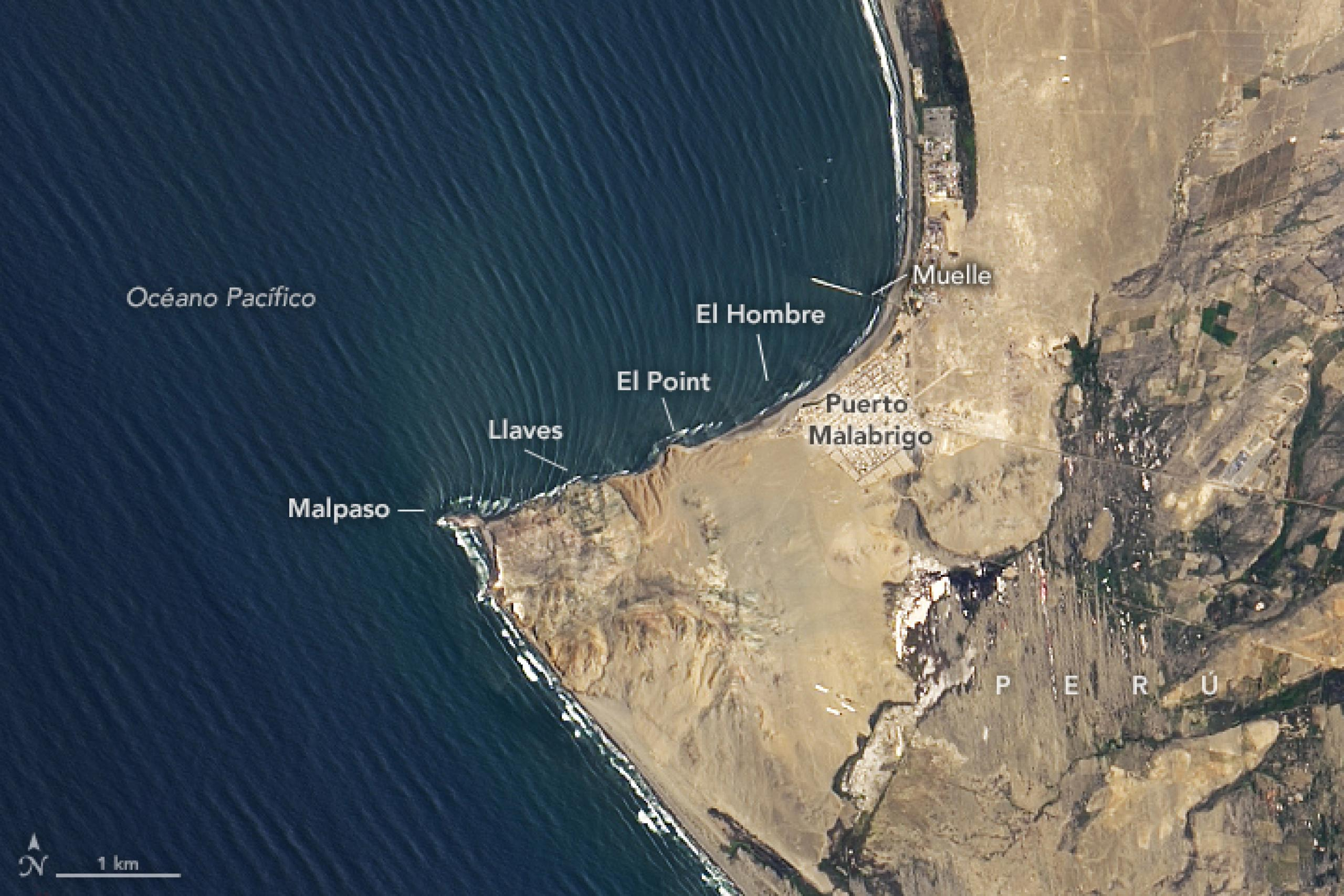 La NASA publica una increíble imagen satelital de las olas de Chicama