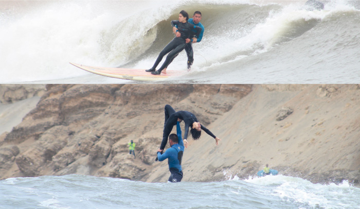 Haciendo TANDEM SURF en Chicama, la ola m&aacute;s larga del mundo