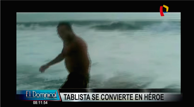 Presunto tablista salva a dos ba&ntilde;istas de ahogarse en playa de Villa El Salvador 