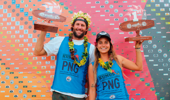 Taylor Jensen y Chloe Calmon ganan el hist&oacute;rico Kumul Longboard de Pap&uacute;a Nueva Guinea 